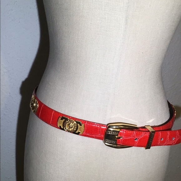 Red leather genuine leather belt size large - Picture 3 of 11